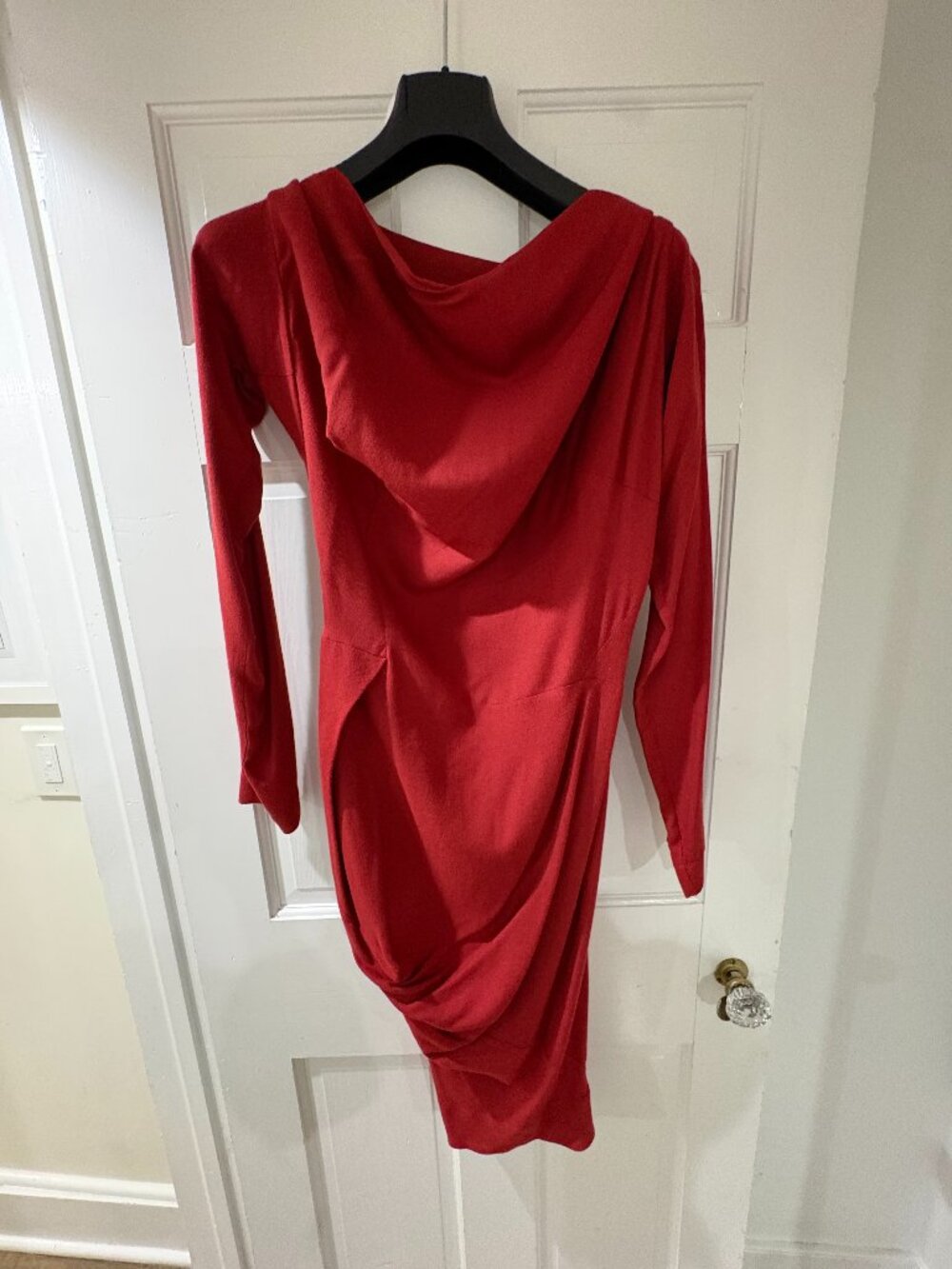 Vivienne Westwood Anglomania Red Draped Cowl-Neck Dress – Size 40